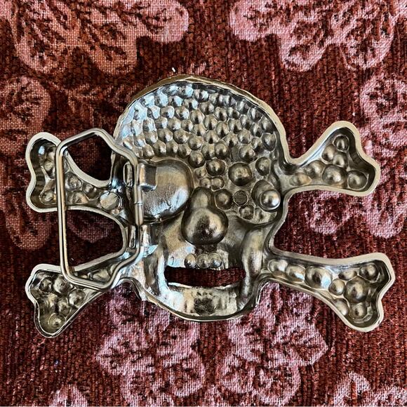 Bling Skull Crossbones Belt Buckle Emerald Green Bling - Picture 2 of 10